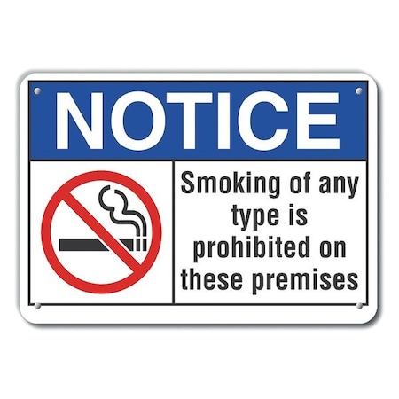 Reflective No Smoking Notice Sign, 7 H, 10 W,  Vertical Rectangle, English, LCU5-0030-RA_10X7