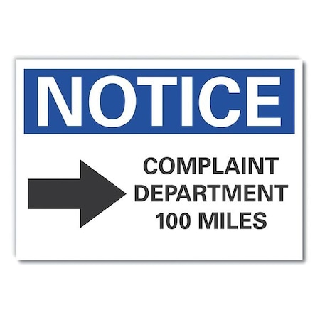 Complaint Notice, Reflctve, Decal, 5x3.5, Width: 5 In, LCU5-0041-RD_5X3.5