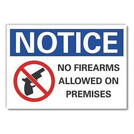 No Firearms Notice,Decal,Reflctv,5x3.5