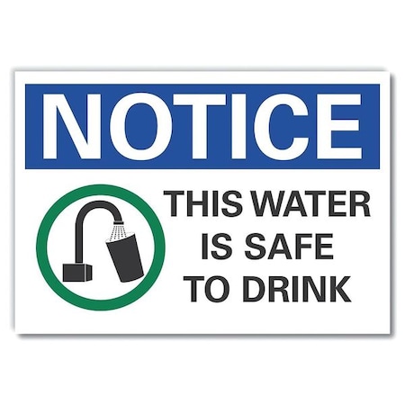 This Water Is Safe Notice,Decal,7x5, LCU5-0066-ND_7X5