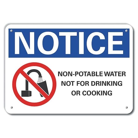 Non-Potable Water Notice, Plastic, 10x7, Header Background Color: Blue, LCU5-0068-NP_10X7