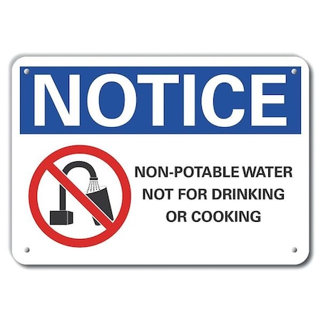 Non-Potable Notice, Aluminum, 14x10, Header Background Color: Blue, LCU5-0068-RA_14X10