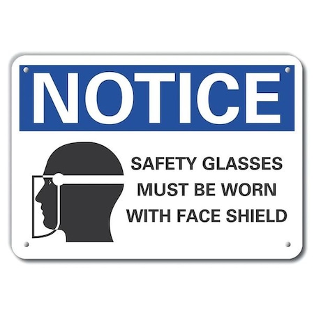 Safety Glasses Notice, Aluminum, 14x10, Width: 14 In