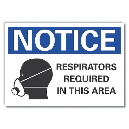 Respirators Notice,Decal,5x3.5