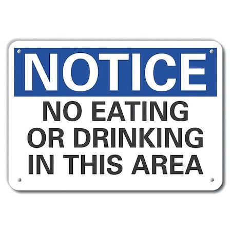 No Eating Or Drinkng Notice,Plstc,10x7, LCU5-0166-NP_10X7