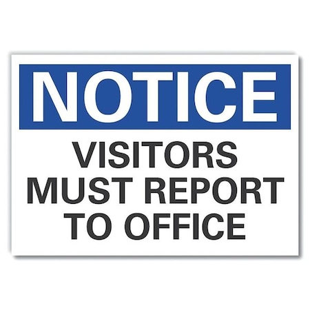 Visitors Notice, Decal, Reflective, 7x5, 5 In Height, 7 In Width, Reflective Sheeting, English