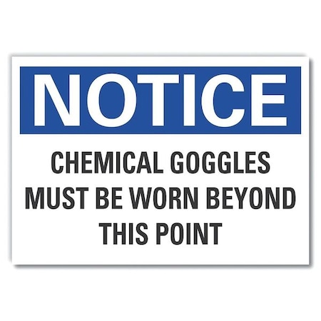 Chemical Goggles Notice,Decal,5x3.5