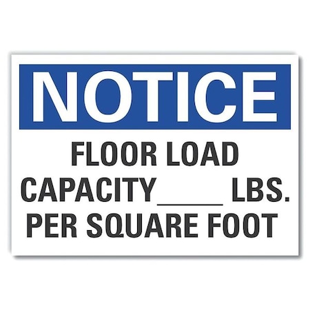 Floor Load Notice, Decal, 5x3.5, Header Legend Color: White, LCU5-0219-ND_5X3.5