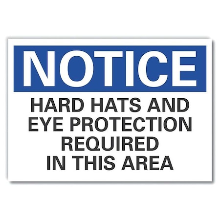 Hard Hats Notice,Decal,Reflectiv,5x3.5