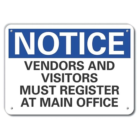 Vendors Notice,Alumnm,Reflective,14x10