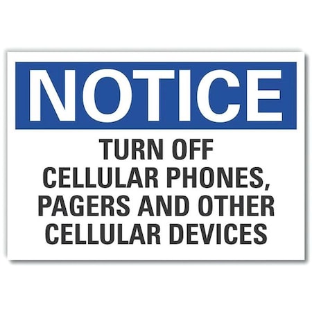 Turn Off Cellular Notice, Decal, 14x10, Legend Style: Text
