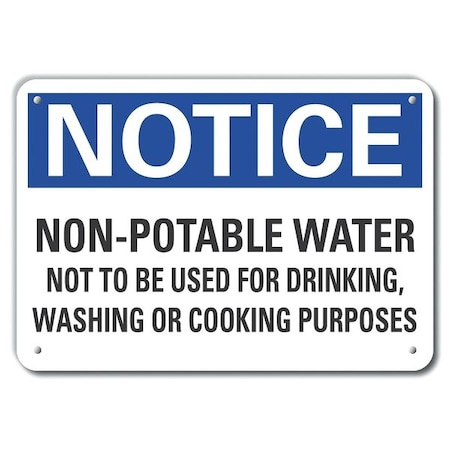 Non-Potable Water Notice, Plastic, 14x10, Header Background Color: Blue, LCU5-0291-NP_14X10