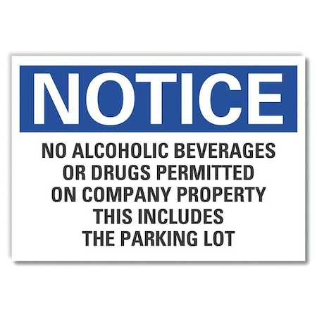 No Alcoholic Notice, Decal, 5x3.5, Width: 5 In