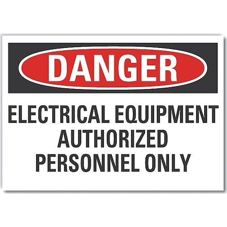 Decal, Danger Electrical Equipment, 10x7, Height: 7 In
