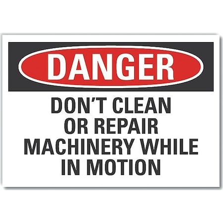 Machine & Operation Danger Label, 7 In Height, 10 In Width, Polyester, Vertical Rectangle, English