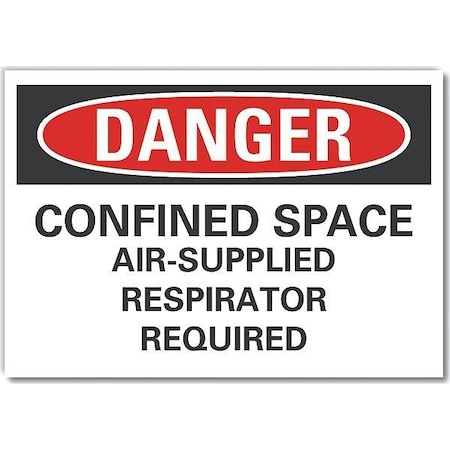 Decal,Danger Confined Space,10 X 7