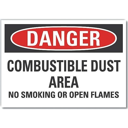 Combustible Dust Danger Reflective Label, 10 H, 14 In W, Reflective Sheeting, LCU4-0622-RD_14X10