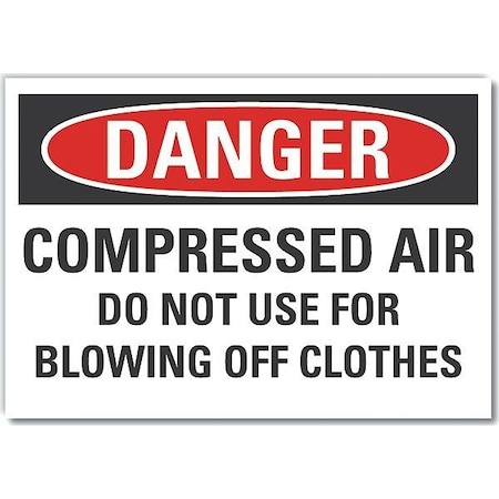 Decal,Danger Compressed Air,5 X 3.5, 3 1/2 In Height, 5 In Width, Polyester, Horizontal Rectangle