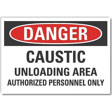 Caustic Danger Label, 7 In H, 10 In W, Polyester, Vertical Rectangle, English, LCU4-0629-ND_10X7
