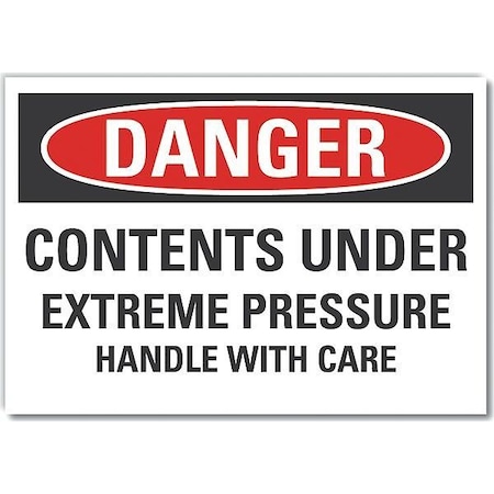 Decal,Danger Contents Under Extreme Pressure,Reflective,5 X 3.5, 3 1/2 In Height, 5 In Width