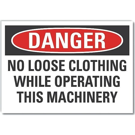 Machine & Operation Danger Label, 7 In Height, 10 In Width, Polyester, Vertical Rectangle, English