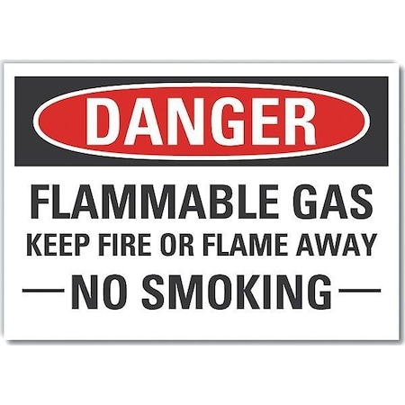 Flammable Gas Danger Reflective Label, 3 1/2 In H, 5 In W, Reflective Sheeting,LCU4-0634-RD_5X3.5
