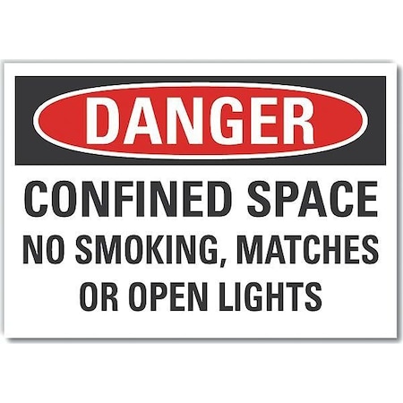 Confined Space Danger Reflective Label, 3 1/2 In Height, 5 In Width, Reflective Sheeting, English