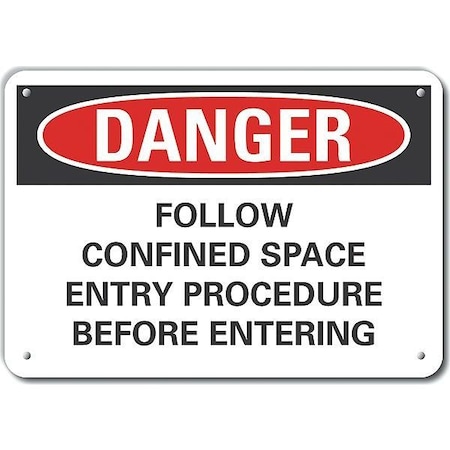 Decal, Danger Follow Confined, 14 X 10, Sign Legend Color: Black