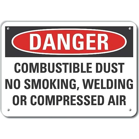 Plastic Combustible Dust Danger Sign, 7 H, 10 W, Plastic, Vertical Rectangle, LCU4-0658-NP_10X7