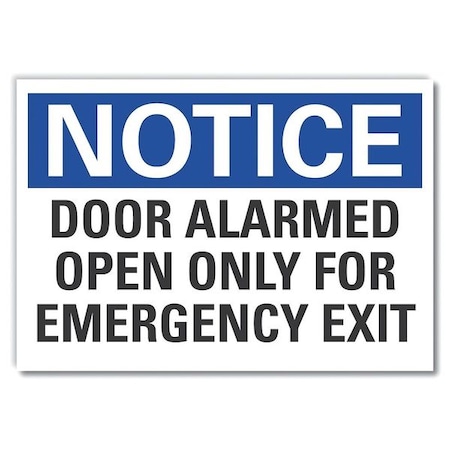 Door Alarmed Notice,Decal,Aluminm,10x7