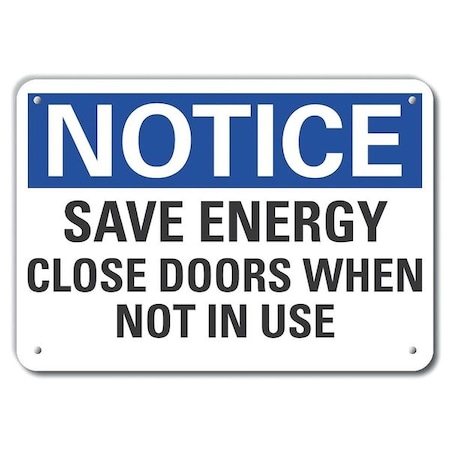 Save Energy Close Notice,Aluminm,14x10, LCU5-0194-NA_14X10