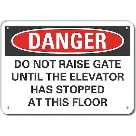 Reflective  Elevator Hazard Danger Sign, 10 In Height, 14 In Width, Aluminum, Horizontal Rectangle