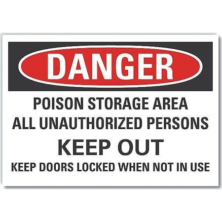 Poison Danger Reflective Label, 7 In H, 10 In W,Vertical Rectangle, LCU4-0706-RD_10X7