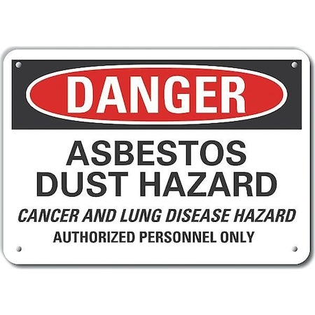 Aluminum Asbestos Danger Sign, 7 In H, 10 In W, Vertical Rectangle,    LCU4-0698-NA_10X7