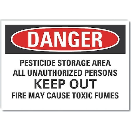 Pesticide Danger Reflective Label, 7 In Height, 10 In Width, Reflective Sheeting, English