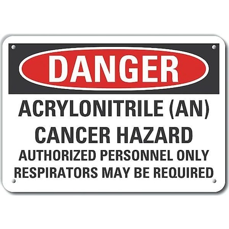 Decal, Danger Acrylonitrile, 14 X 10, Sign Legend Text Color: Black