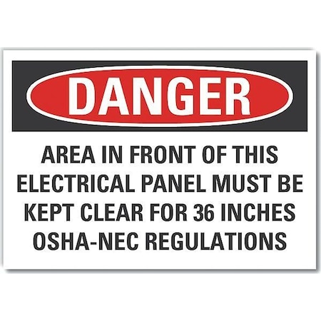 Decal, Danger Area In Front Of, 14 X 10, Sign Legend Color: Black