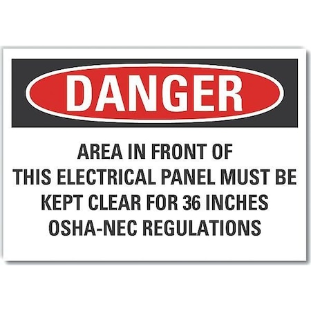 Decal,Reflective,Danger Area In,5 X 3.5, LCU4-0710-RD_5X3.5