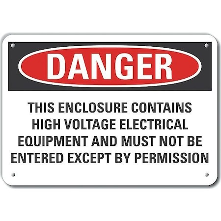 Decal, Danger This Enclosure, 10x7, Legend Style: Text