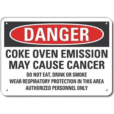 Aluminum Coke Danger Sign, 10 In Height, 14 In Width, Aluminum, Horizontal Rectangle, English