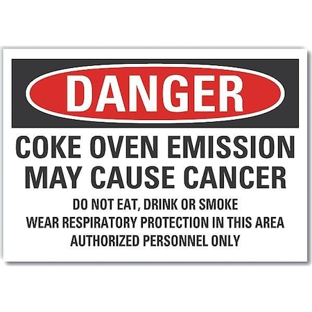 Coke Danger Label, 5 In Height, 7 In Width, Polyester, Horizontal Rectangle, English