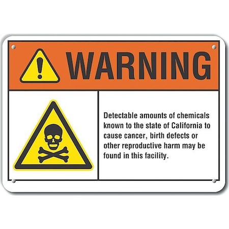 Plastic Chemicals Warning Sign, 10 In Height, 14 In Width, Plastic, Horizontal Rectangle, English