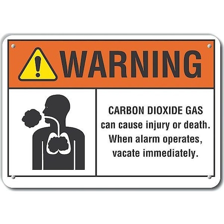 Plastic Carbon Dioxide Warning Sign, 7 In H, 10 In W, Vertical Rectangle, LCU6-0017-NP_10X7