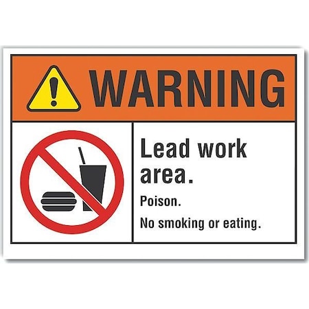 Lead Hazard  Warning Reflective Label, 3 1/2 In Height, 5 In Width, Reflective Sheeting, English