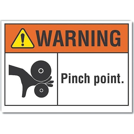 Decal,Warning Pinch Point,14 X 10, 10 In Height, 14 In Width, Polyester, Horizontal Rectangle