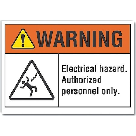 Decal, Warning Electrical Hazard, 7 X 5, Sign Background Color: White