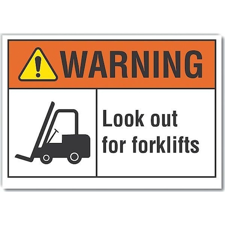 Decal,Warning Look Out For,10 X 7, 7 In H, 10 In W, Polyester, Vertical, LCU6-0036-ND_10X7