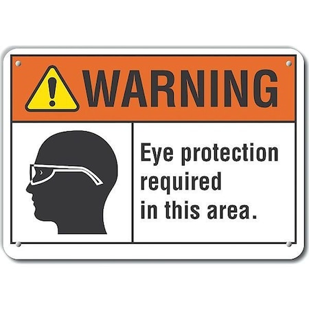 Decal, Warning Eye Protection, 10 X 7, Sign Mounting Style: With Mounting Holes
