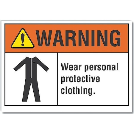 Ppe  Warning Label, 7 In Height, 10 In Width, Polyester, Vertical Rectangle, English