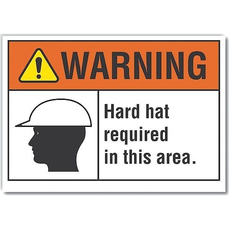 Decal, Warning Hard Hat Required, 14 X 10, Header Legend Color: Black